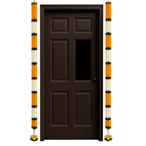 Premium Artificial Marigold & White Flower Door Garland Pack of 2