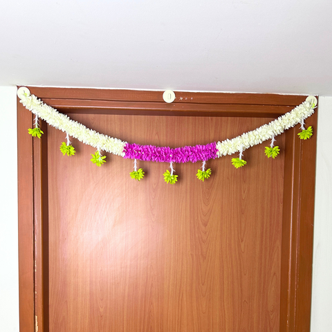 Artificial Door Toran Bandanwar | Main Door Hanging Decoration with Flowers & Beads | Festive Home Decor for Diwali, Wedding (4 Feet)
