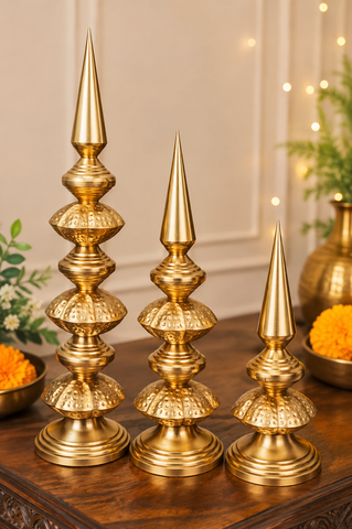 Set of 3 Brass Decorative Finials | Traditional Brass Home Decor
