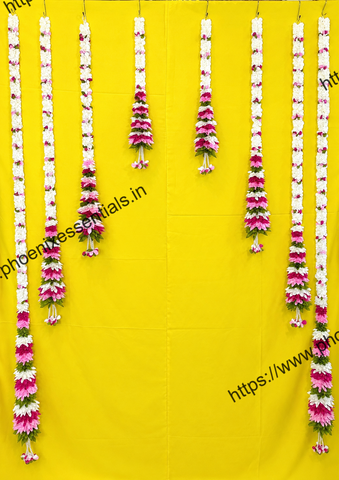 Premium Artificial Flower Wedding Backdrop Decoration Set | White & Pink Floral Hanging |