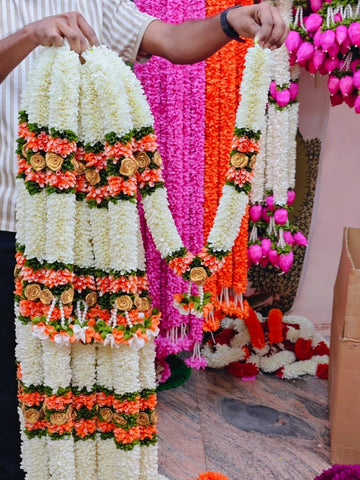 ROYAL 40 Inch Artificial Flower Haar for Photo Frame | Decorative Garland for God Idol & Photo Frames | Pooja, Home Décor & Festival Decoration | Reusable Floral Mala (Pack of 1/2/4)