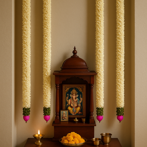 3 Feet Door Hanging Toran Pack of 4 | Artificial Flower & Fabric Door Decoration | Festive Home Decor for Main Door, Diwali, Pooja, Wedding