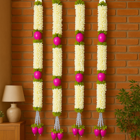 “3 Feet Artificial Lotus Flower Hanging Decoration for Home & Wedding Decor pack of 4