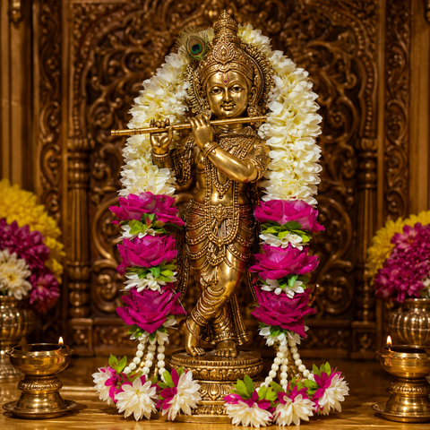 40 inch Handmade Fresh Flower Haar for God Idol | Krishna Mala Decoration