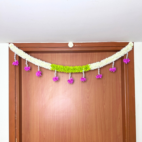 Artificial Flower Door Toran | Main Entrance Hanging Decor | Indian Festival & Pooja Decoration (Reusable)