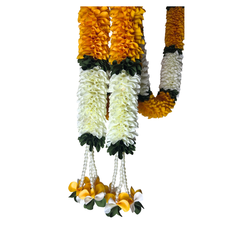 Premium Artificial Marigold & White Flower Door Garland   Pack of 2