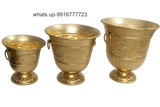 “Traditional Brass Urli Bowl Set with Handles – Decorative Brass Urli for Home Décor & Pooja”