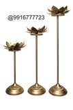 Brass Lotus Floor Candle Holder Set of 3