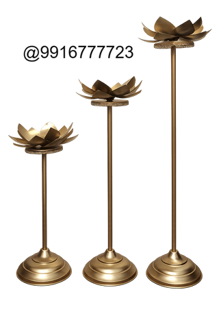 Brass Lotus Floor Candle Holder Set of 3