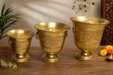 “Traditional Brass Urli Bowl Set with Handles – Decorative Brass Urli for Home Décor & Pooja”