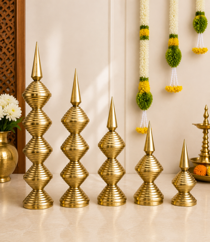 Traditional Brass Kalash/TOWER  Decorative Set OF 5