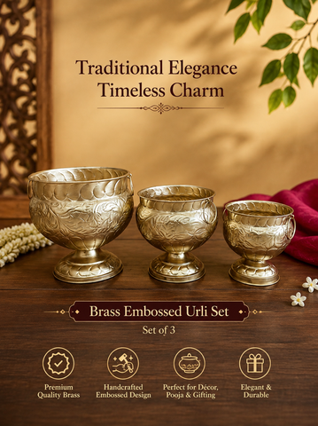 Royal Brass Urli Set – 3 Piece