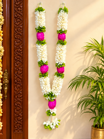 Royal Pink Lotus & White Jasmine Hanging 40 inch