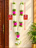 Royal Pink Lotus & White Jasmine Hanging 40 inch