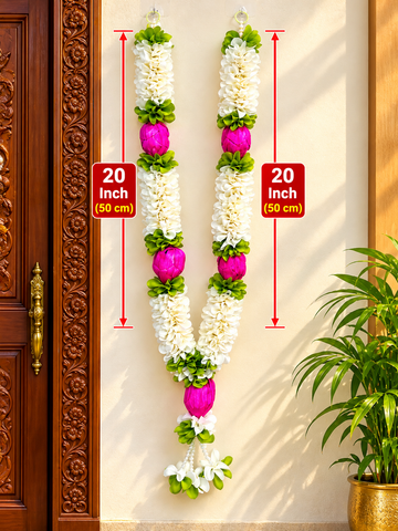 Royal Pink Lotus & White Jasmine Hanging 40 inch