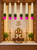 single lotus pack of 6 Decorative Hanging Lotus Garland for Home Temple | Traditional Pooja Room Decoration