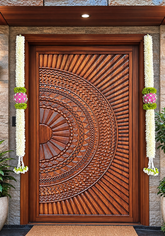 Artificial Jasmine Door Hanging Toran Pack of 2 | Traditional Floral Door Decoration with Decorative Balls for Home, Pooja, Festival & Wedding
