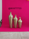 Set of 3 Decorative Metal Flower Vases