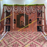 Royal Mogra Garland Wedding Backdrop | Traditional Floral Wall Decoration Background for Haldi, Mehendi, Wedding & Photography with Royal green leaf  Border