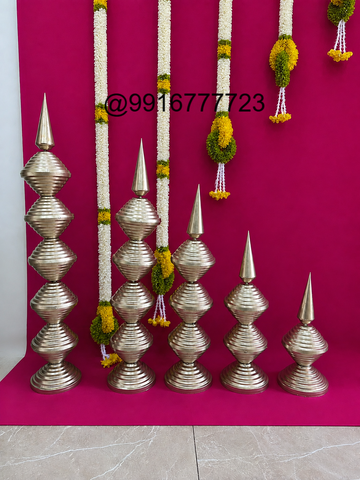 Traditional Brass Kalash/TOWER  Decorative Set OF 5