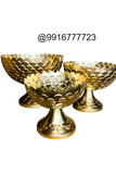 Golden Scallop Pedestal Bowl Set – Set of 3