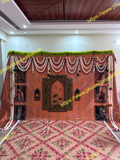 Royal Mogra Garland Wedding Backdrop | Traditional Floral Wall Decoration Background for Haldi, Mehendi, Wedding & Photography with Royal green leaf  Border