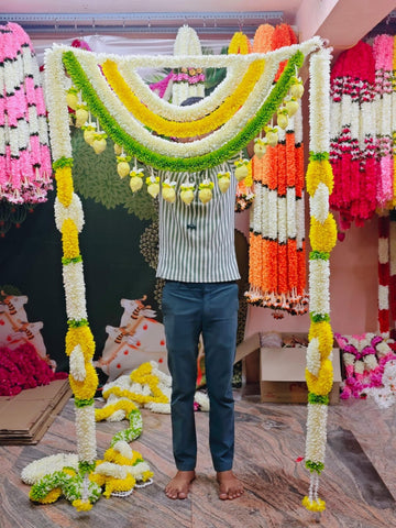 Main Door Toran 4 x 6 Feet Artificial Flower Decoration | Big Size Entrance Hanging for Home, Mandir & Festive Decor | Traditional Door Toran for Diwali, Wedding & Pooja (Reusable)