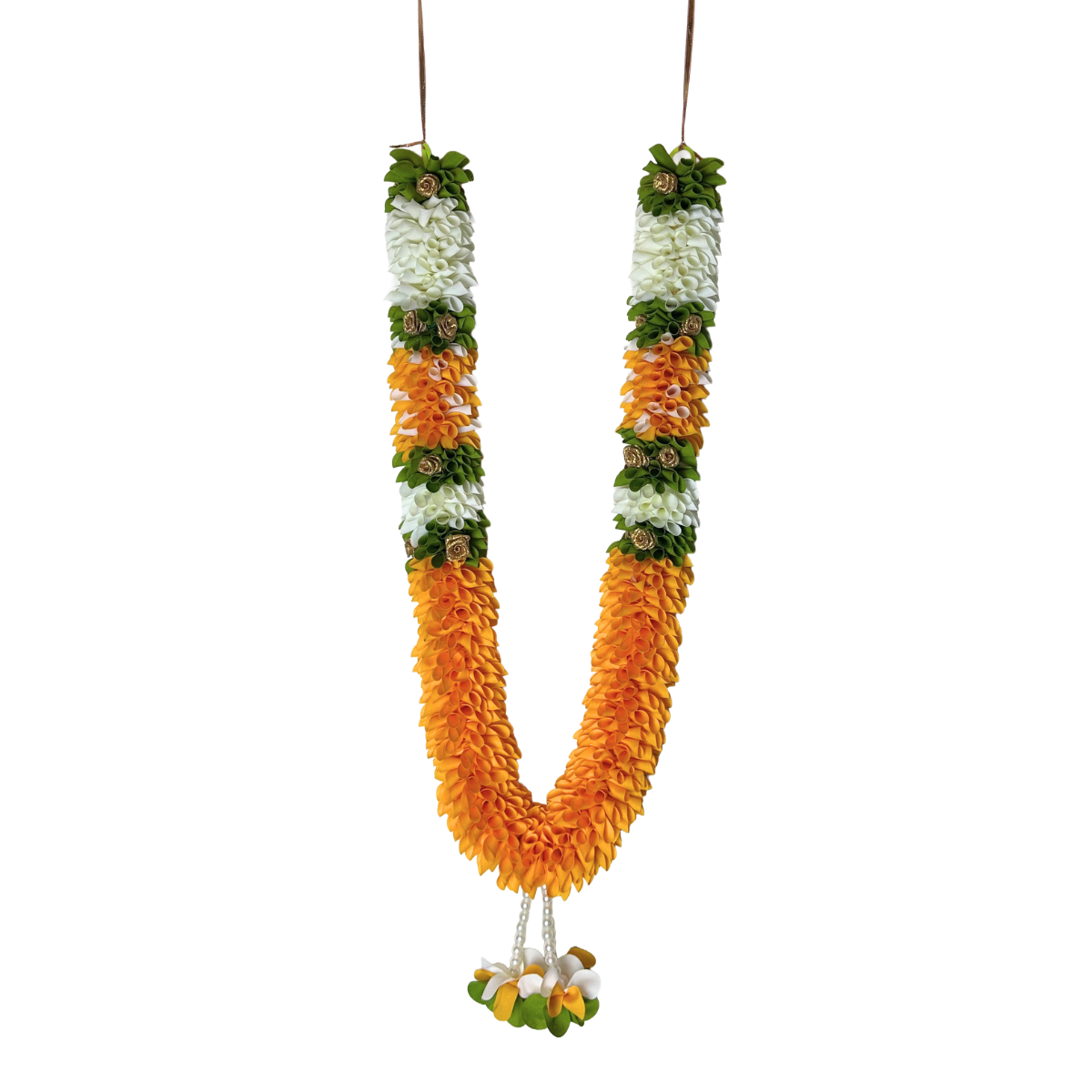 1200.2 haar orange 40 Inch Artificial Flower Haar for Photo Frame | Decorative Garland for God Idol & Photo Frames | Pooja, Home Décor & Festival Decoration | Reusable Floral Mala (Pack of 1/2/4) - Image 1